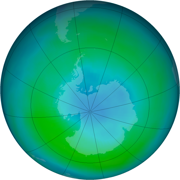 Antarctic ozone map for March 1985